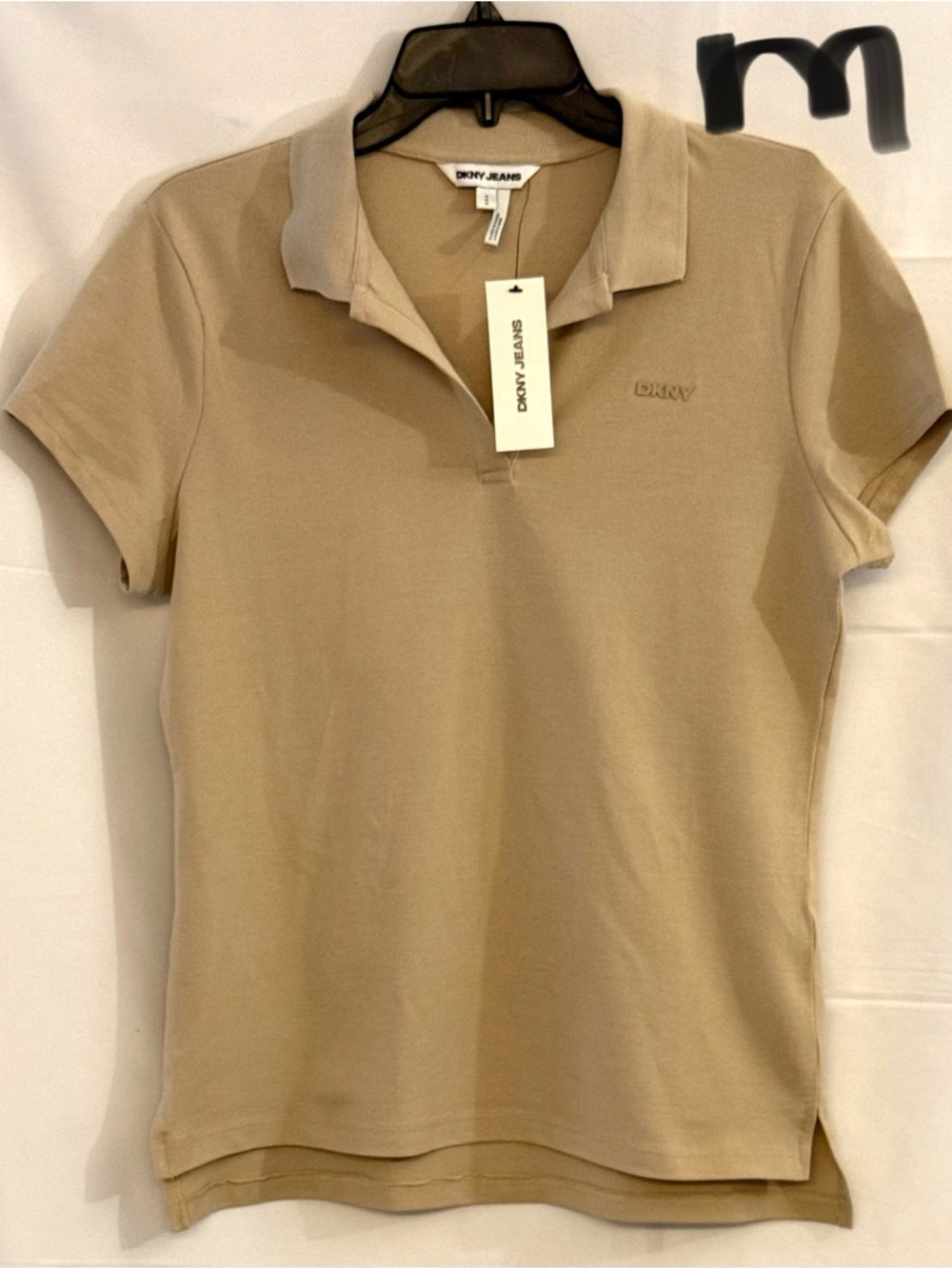 Dkny Tan Polo Shirt with Embroidered Logo
